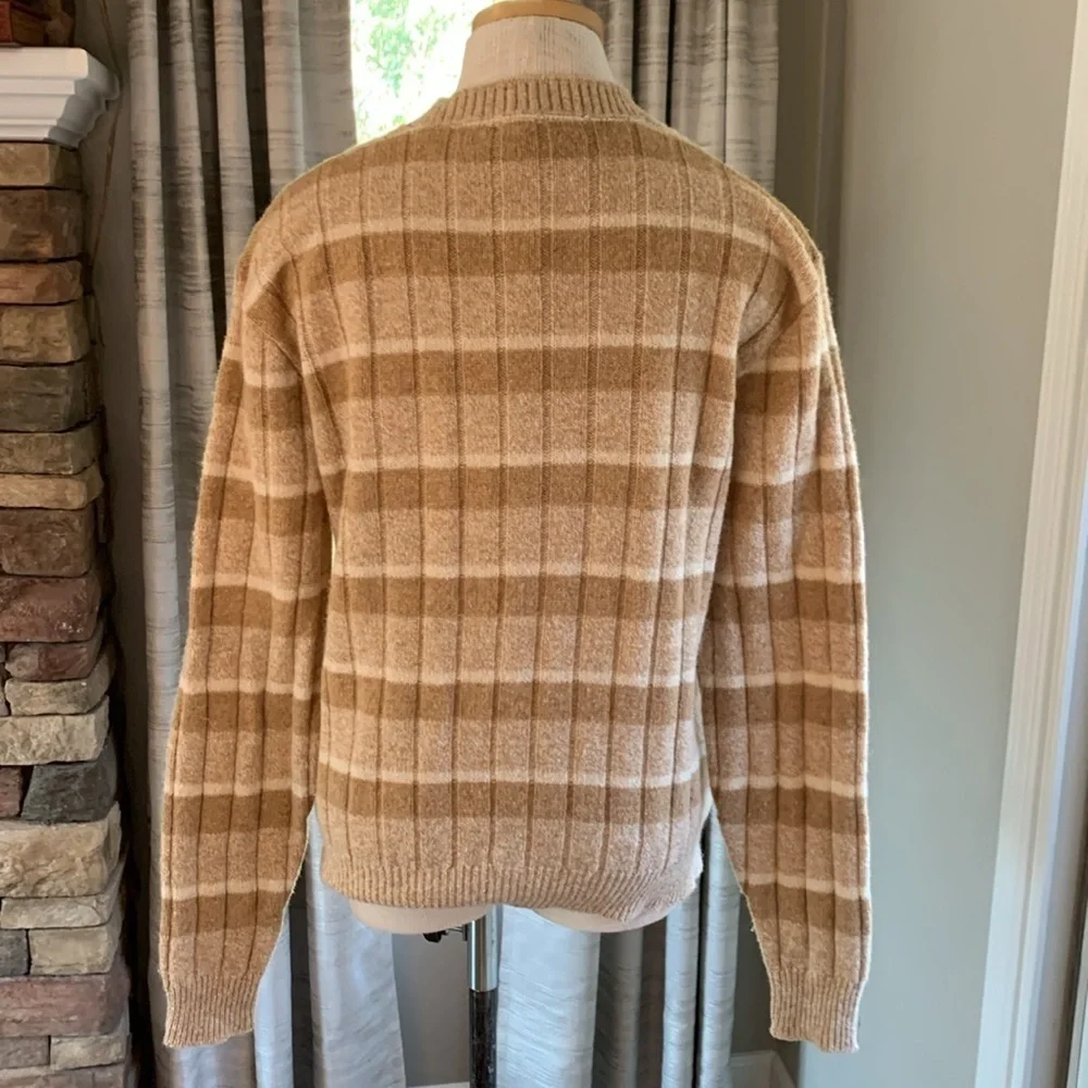 Jantzen vintage cream colored striped wool grandpa sweater - Picture 3 of 4